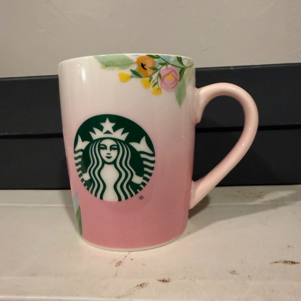 Starbucks Coffee Mug Unisex 10oz Pink Excellent‎ Thankful Floral Ombre 2020